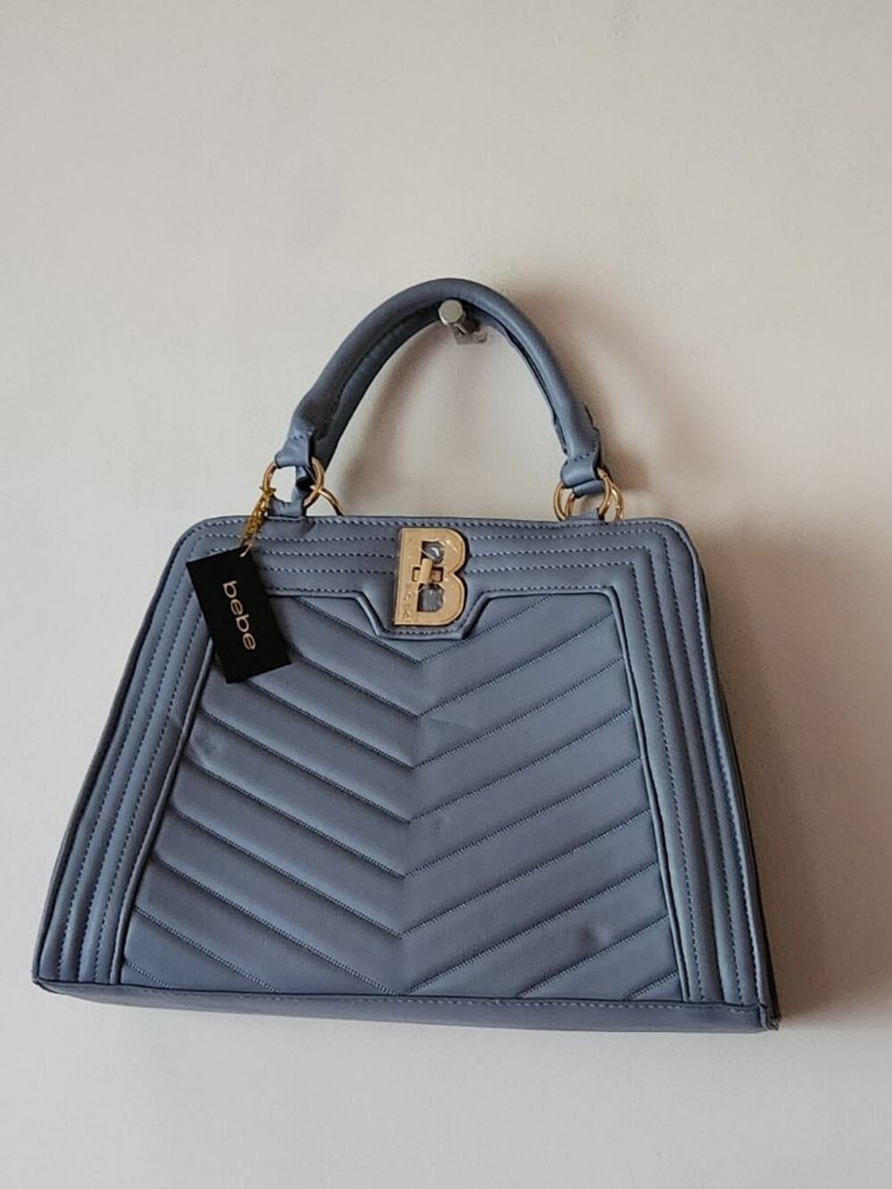 Bebe bag satchel Katrina blue slate faux leather NWT $109